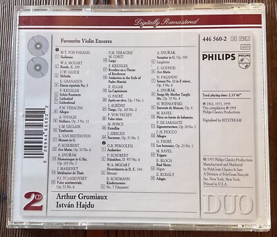 クラシック Favourite Violin Encores CD Favorite Violin Encores Import GRUMIAUX,ARTHUR / HAJDU,ISVAN