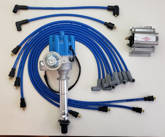 CHEVY 327 350 SMALL FEMALE CAP HEI DISTRIBUTOR +60K COIL + BLUE 8.5mm