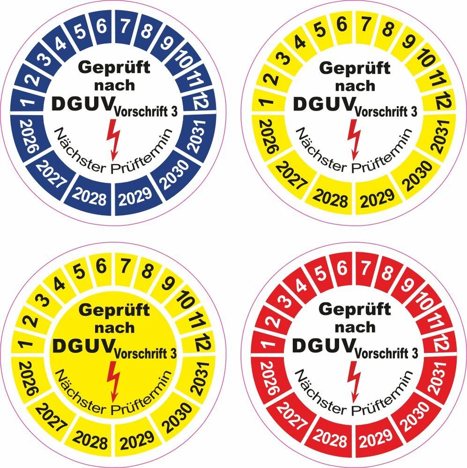 DIE-STICKERBAR DGUV V3 Vorschrift 3 Nächster Prüftermin 30mm Prüfplaketten Wartungsetiketten
