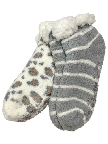 MUK LUKS Women's Capucine Slide Slipper - Faux Fur, Memory Foam, Indoor/Outdoor Sole (Leopard Black, Medium)