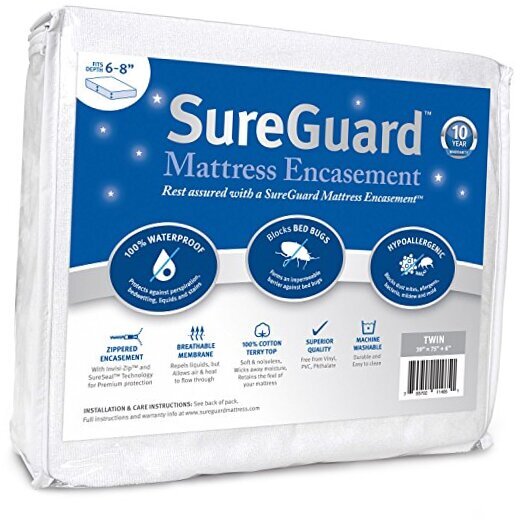 (6-8 in. Deep) SureGuard Mattress Encasement - 100% Waterproof, 6-8