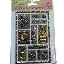 Crafter's Square Stickers TROPICAL Aloha 11 Puffy Metallic Stickers Scrapbooking