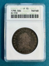 1795 50C Flowing Hair Half Dollar | Rare | Early US Type | Silver | ANACS F15