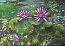 Acrylmalerei Blumen Bild See Ölbild Öl Malerei Leinwand Impressionismus Kunst