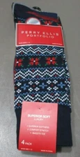 Perry Ellis Men's 4-Pack Holiday Novelty Socks, Multicolor, Shoe Size 7-12