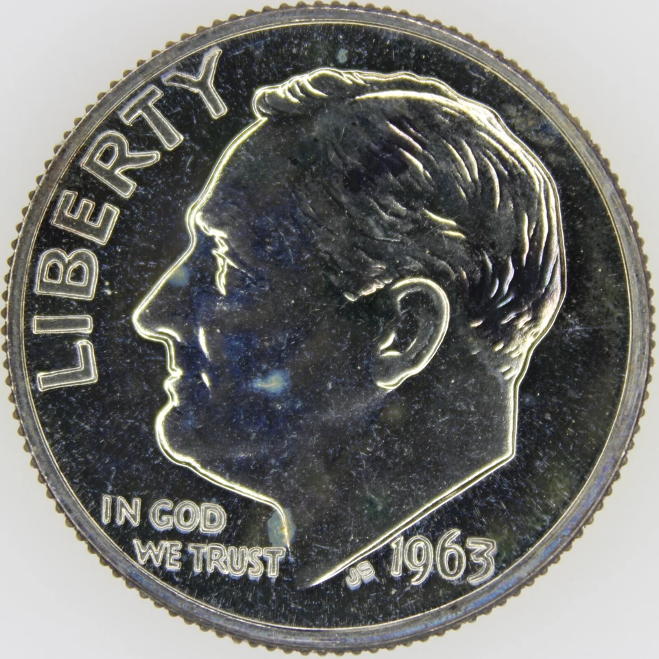 1963 Proof Silver Roosevelt Dime. Beautiful Rainbow Toning. See Video. - Image 4 of 4