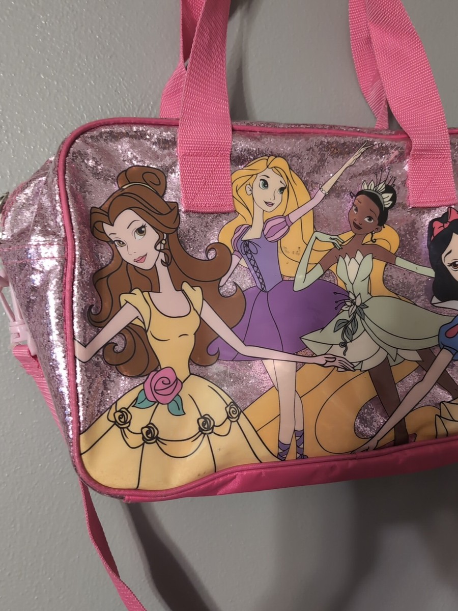Disney Princess Travel Suitcase Bag Shoulder Strap Pink Sparkly