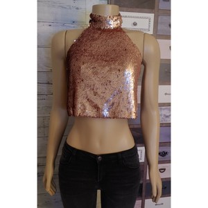 gold sequin halter top