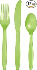 Creative Converting Premium Plastic Cutlery Assortment, Fresh Lime, 24 Piece Set