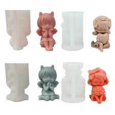 4x Little Girl Silicone Molds Soap Mould Scented Molds Flower Girl Molds