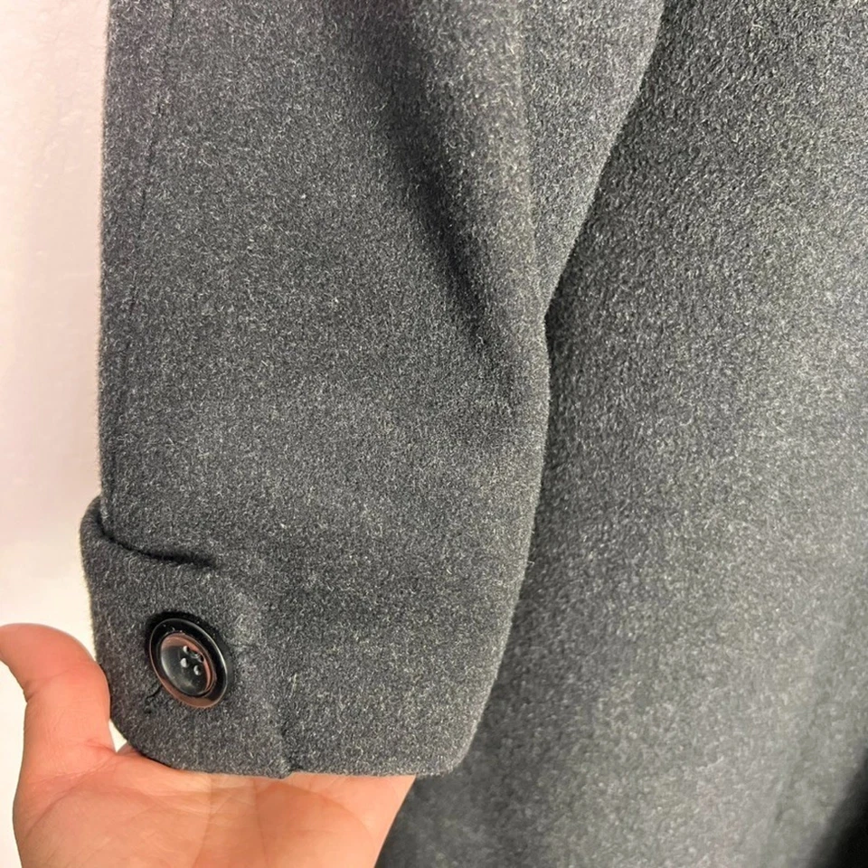 Abrigo para mujer Liz Claiborne talla 4P lana cachemir negro bolsillos abotonados Foto 3 de 4