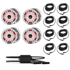 Rockford Fosgate 8" Marine Speakers  RGB Light Controller  Extension Cables