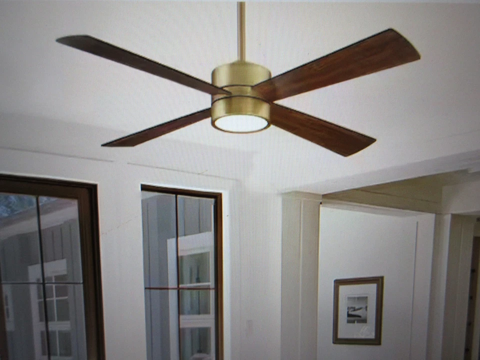 IHOMEadore 52 in. Indoor Integrated LED Natural Brass Ceiling Fan with Remote - Image 2 of 4