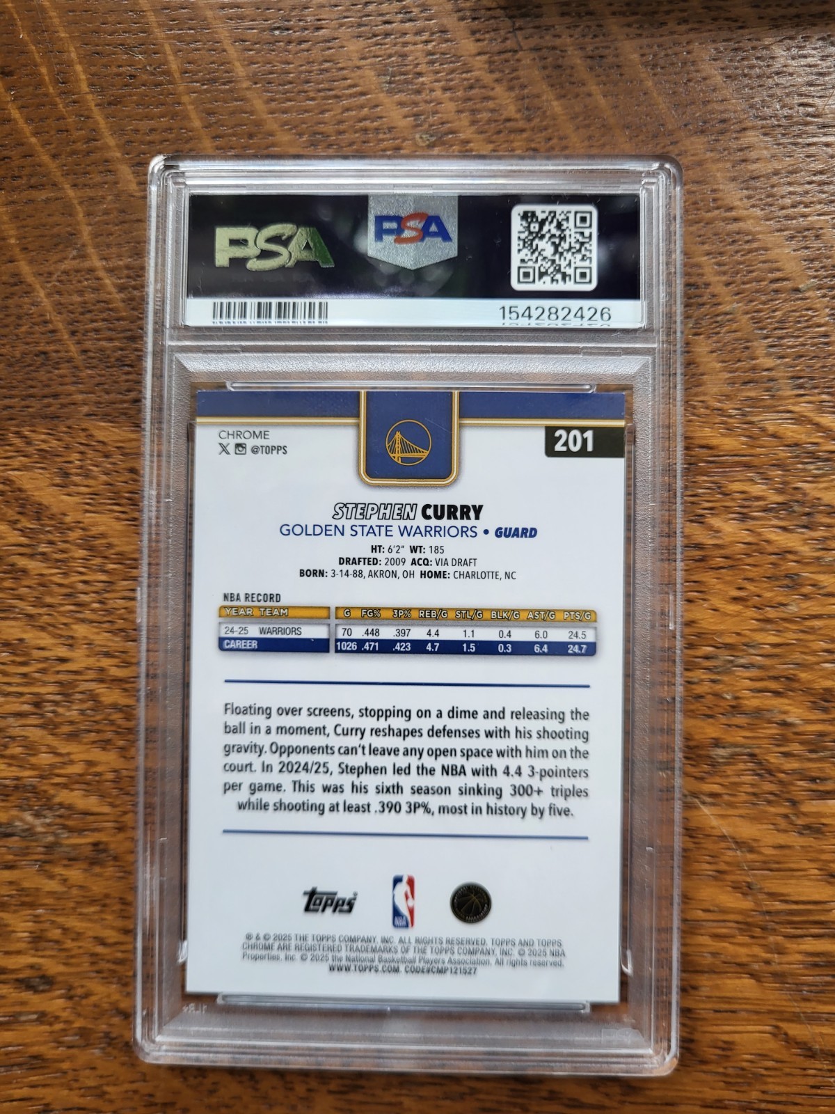 2025-26 Topps Chrome - Stephen Curry #201 Magenta Refractor /399 view 2