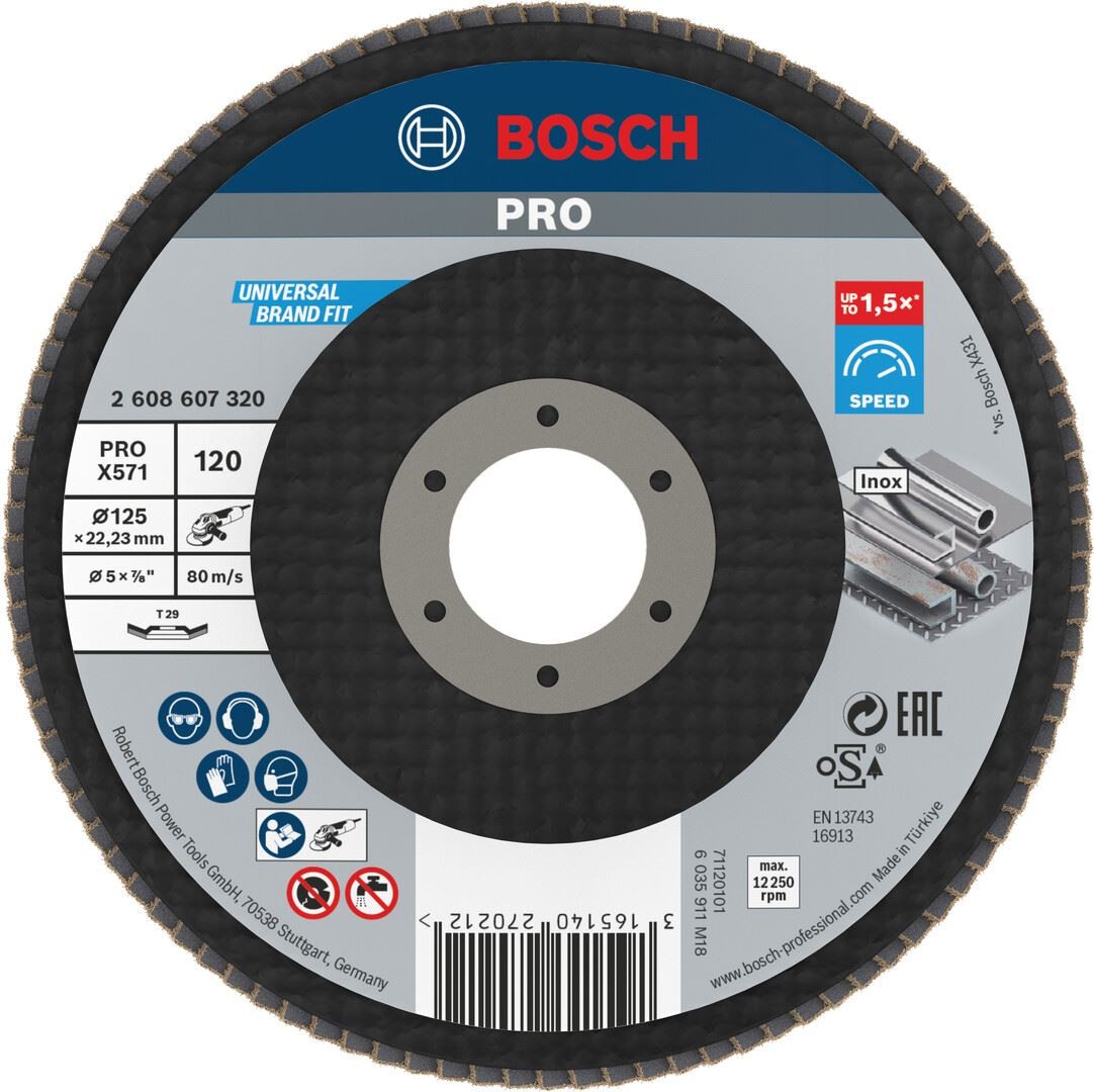 Bosch Professional X571 Flap Disc 125mm G120 2608607320