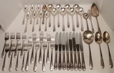 Vintage WM Rogers Co Extra Silver Plate Silverware Flatware 45pc Triumph 1940s