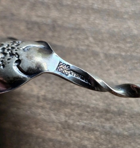 Cucchiaio mote o cucchiaio oliva manico lungo argento sterling vintage 8 5/16 pollici - Foto 5 di 5