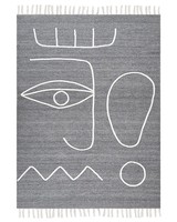 Teppich Grau Mit Fransen Abstraktes Muster 140X200 Cm Indoor & Outdoor Boho