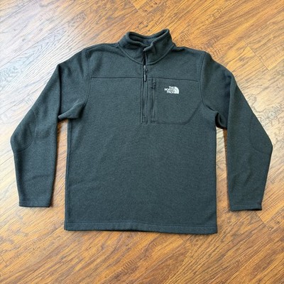 The North Face Sweater Mens L Black Fleece 1/4 Zip Pullover Zip Pocket Lined