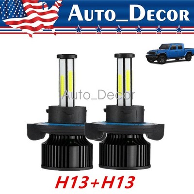 White 6-sides H13 9008 LED Headlight Bulbs Kit 3000000LM Hi/Lo Beam Super Bright