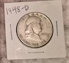 1948-D Franklin Half Dollar 90% Silver Circulated Coin