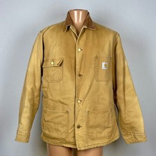 Vtg Carhartt Blanket Lined Chore Jacket 2XL Canvas Corduroy Collar Streetwear