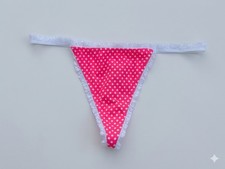 Vintage Victoria  s Secret Rare V String Ruffle Thong Panties Hot Pink Y2K L Nwt
