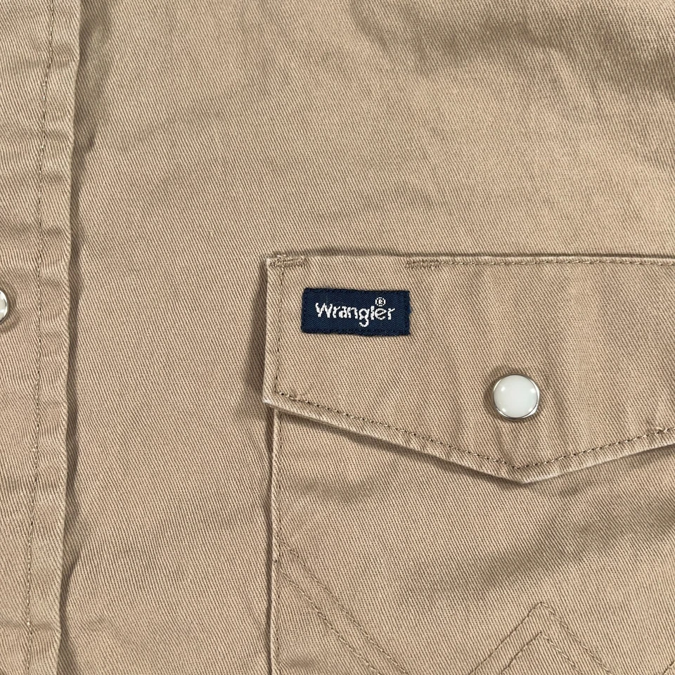 Wrangler Shirt Mens 2XL XXL Beige Twill Western Pearl Snap Long Sleeve Workwear - Image 3 of 4