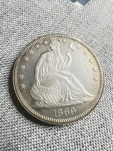 1869 Seated Liberty  Half Dollar Exceptional Eye Appeal High Grade Choice AU+++