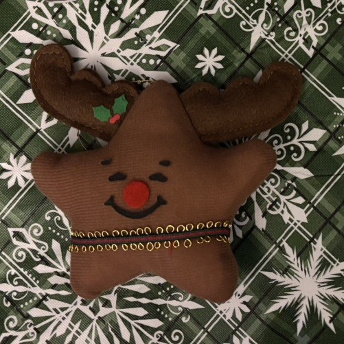 Vintage 90's Carl's Jr Reindeer Christmas Tree Plush Holiday Star Ornament 1990s