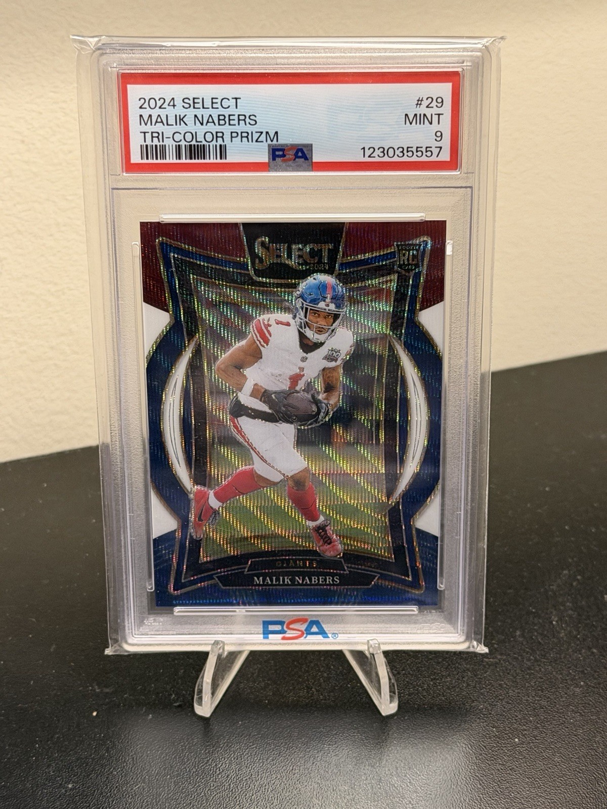 2024 Panini Select - Concourse Malik Nabers #29 Tri-Color Prizm /299 (RC) PSA9