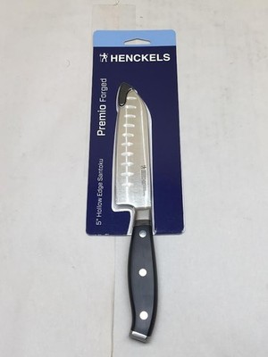 Henckels Forged Premio Hollow Edge Santoku Knife, 5 inch, Black/Stainless Steel