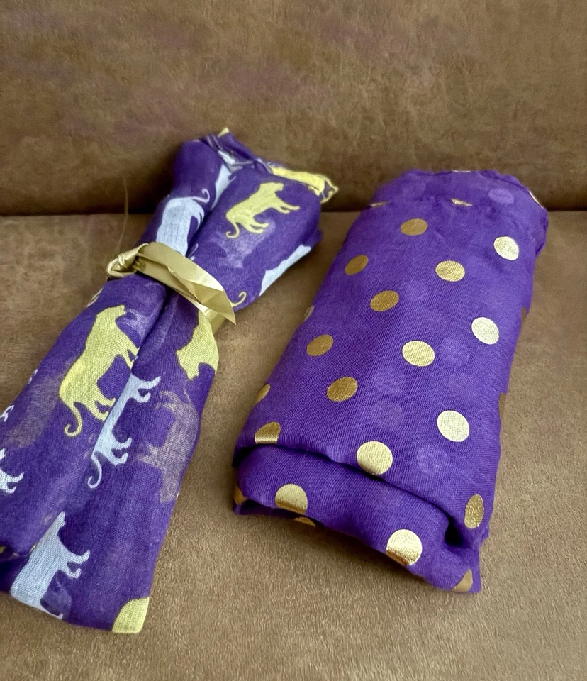 LSU Gift Bundle-NWT.  LSU Print, Potholder, 2 Scarves, ID Wallet, Earrings. - Image 4 of 4