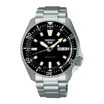 Seiko 5 Sports GMT Watch for Men, 42mm Case, Black/Silver, SRPL85K1