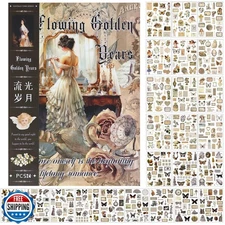 Vintage Stickers for Scrapbooking, Junk Journal - 24 Sheets Washi Sticker, Vi