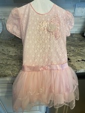 Vintage Girl  s Dress Size 12 Pink Over 35 Years Old, Used W/ Some Damage On Zip