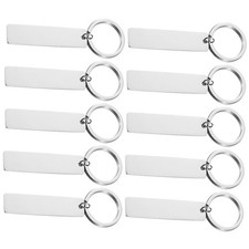 10Pcs Blank Stainless Steel Keychain Tags DIY Carving Durable Rectangle Pendants