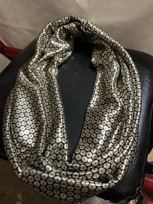 Black with Gold Infinity Loop Scarf One Size Fits Light Weight Soft Material