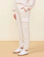 Monrow - Women's Cargo Sweat Pants Terry Cotton Pale Gray/Pink Size Small
