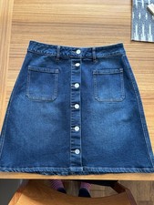 Route 66 Vintage Denim Skirt Junior Size 8 Dark Wash Button Closure