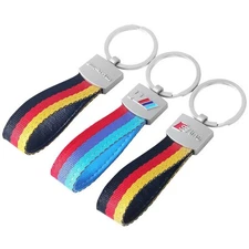 Nylon Stripe Car FIT For BMW M Keychain Accessories Metal Key Ring Key Chain