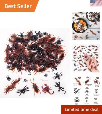 9 Types of Realistic 130 PCS Plastic Bugs - Ideal for Halloween Decor & More