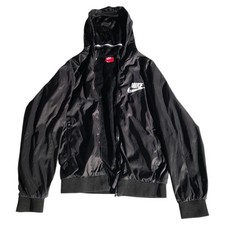 Nike Lightweight Black Zip-Up Hooded Jacket - Missing Zipper Pull, S