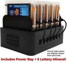 Smart USB Power Bay + 5 Bitcoin Lottery Miners!! (1,000 KH/s NM Miners)