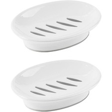 WYOK 2-Pack Soap Dish with Drain Plastic Sponge Holder Easy Cleaning Soap Sa...
