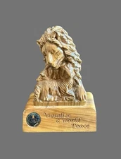 Holy Land Lion and Lamb Olive Wood Figure “Visualize a World Peace”