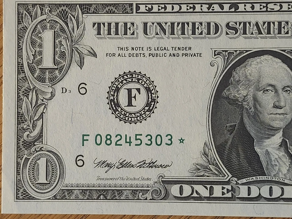 1995 $1 "STAR NOTE" ATLANTA UNC/GEM F08245303* 2 OF 2 Cons SERIAL NUMBERS - Image 3 of 4