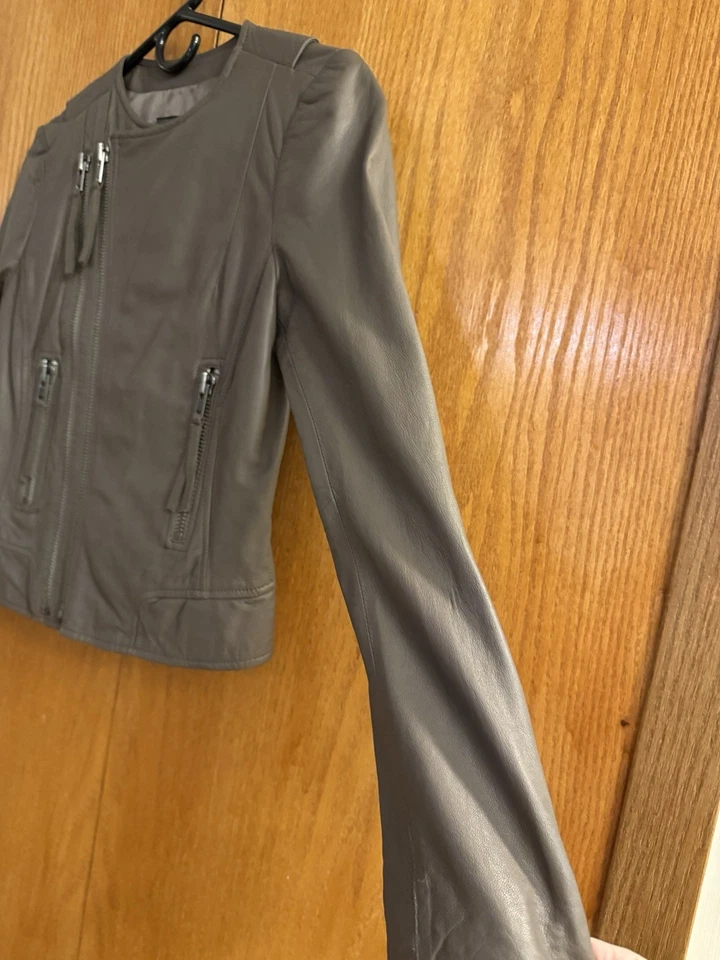 Chaqueta de Cuero Joie Regal Kaylie Wms XS en Visón Marrón Chocolate Semi Crop Otoño Foto 3 de 4