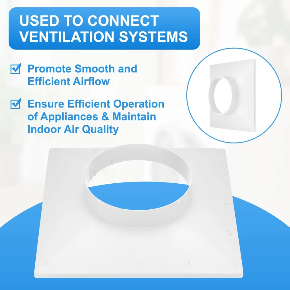 Conector de conducto de 14" a 8" brida cuadrada a redonda recta secadora ventilación placa de pared Foto 3 de 4