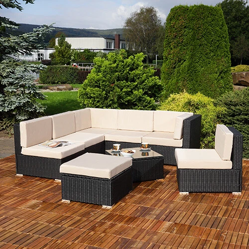 XXL Ensemble de jardin Polyrattan Lounge Groupe de sièges de salon Noir Marron - Photo 4/4
